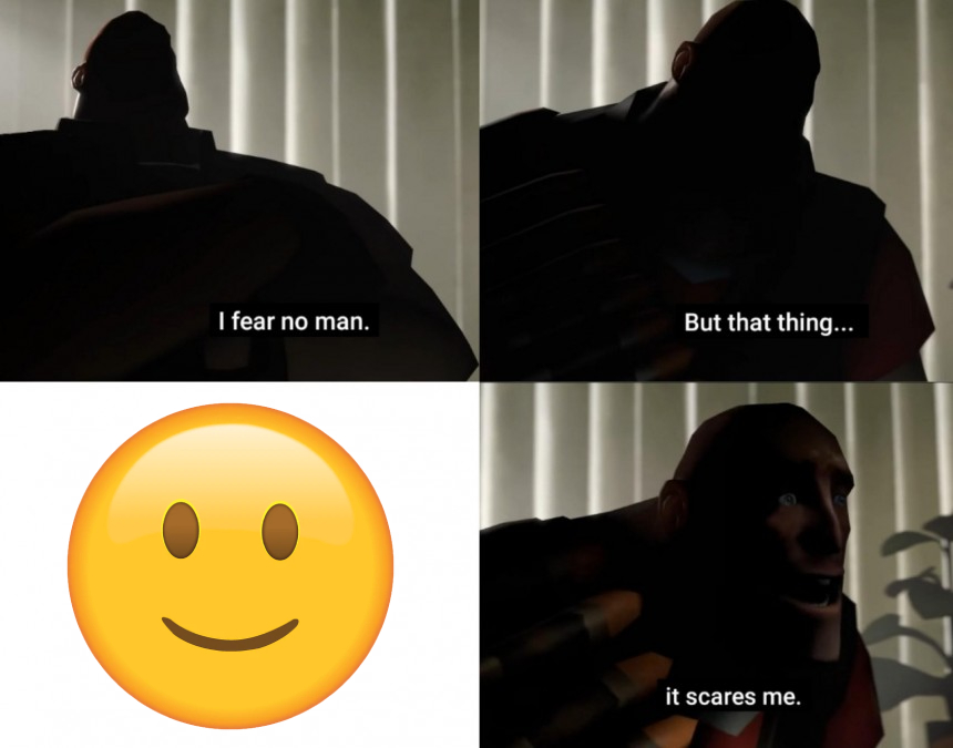 Slightly smiling emoji meme